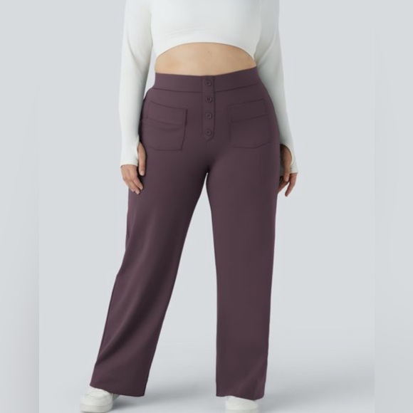 Halara High Waisted Button Multiple Pockets Straight Leg Pants 3X - Picture 1 of 8